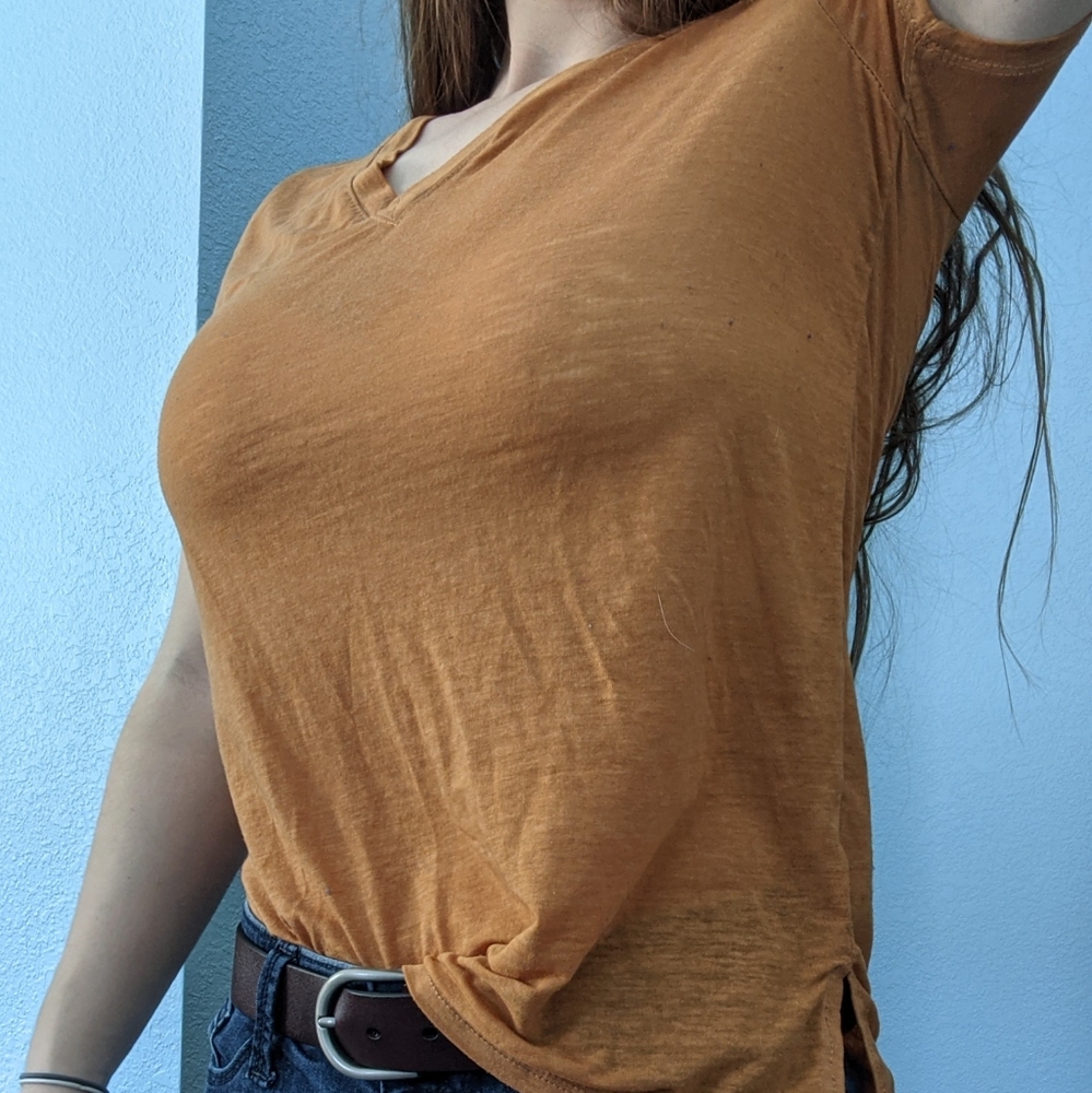 Soft light orange tee roadtrip